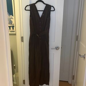 LOFT Brown linen jumpsuit size 0 excellent condition